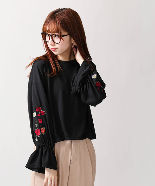 WEGO（ウィゴー）の「WEGO/刺繍キャンディスリーブカットソー（Tシャツ/カットソー・レディース・マスタード/ライトパープル/ブラック・FREE）」の13枚目の写真