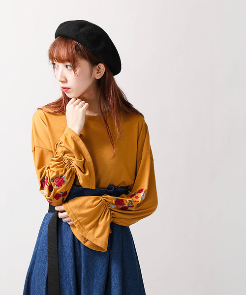 WEGO（ウィゴー）の「WEGO/刺繍キャンディスリーブカットソー（Tシャツ/カットソー・レディース・マスタード/ライトパープル/ブラック・FREE）」の16枚目の写真