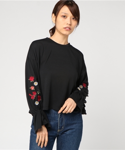 WEGO（ウィゴー）の「WEGO/刺繍キャンディスリーブカットソー（Tシャツ/カットソー・レディース・マスタード/ライトパープル/ブラック・FREE）」の18枚目の写真