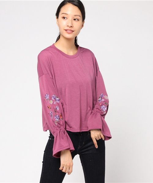 WEGO（ウィゴー）の「WEGO/刺繍キャンディスリーブカットソー（Tシャツ/カットソー・レディース・マスタード/ライトパープル/ブラック・FREE）」の19枚目の写真