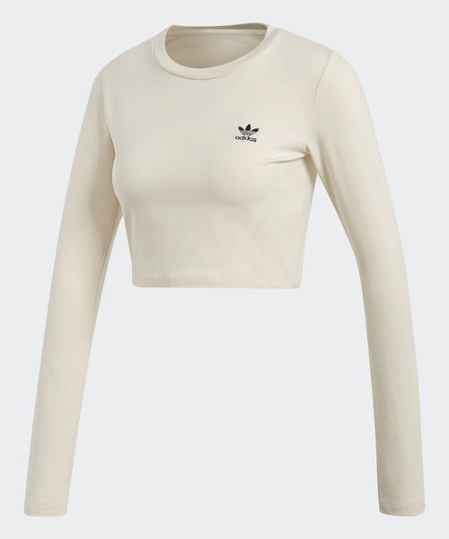 adidas（アディダス）の「オリジナルス クロップTシャツ [SC CROP TEE]（Tシャツ/カットソー・レディース・ライトベージュ・LARGE/MEDIUM/SMALL/X-LARGE/X-SMALL/XX-LARGE）」の7枚目の写真