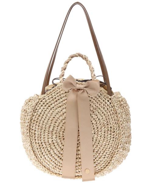 Green　Parks（グリーンパークス）の「・リボン手編みサークルバッグ（ハンドバッグ・レディース・ベージュ/キャメル・FREE）」の4枚目の写真