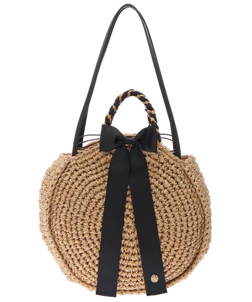 Green　Parks（グリーンパークス）の「・リボン手編みサークルバッグ（ハンドバッグ・レディース・ベージュ/キャメル・FREE）」の3枚目の写真