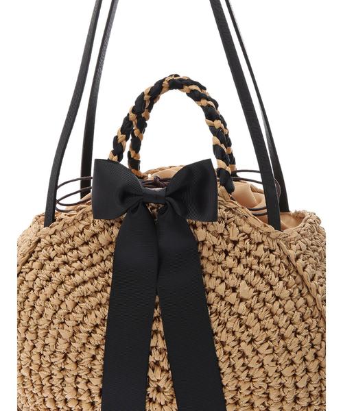 Green　Parks（グリーンパークス）の「・リボン手編みサークルバッグ（ハンドバッグ・レディース・ベージュ/キャメル・FREE）」の9枚目の写真