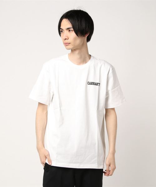 Carhartt WIP（カーハートダブリューアイピー）の「S/S COLLEGE SCRIPT T-SHIRT（Tシャツ/カットソー・メンズ・ブラック/ブルー系その他/ホワイト×ブラック/ヘザーグレー/ピンク系その他/ダークグリーン/グリーン・X-LARGE/LARGE/MEDIUM/SMALL）」の2枚目の写真