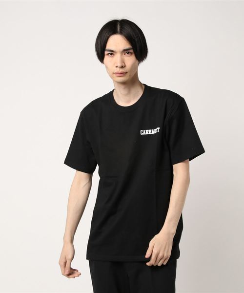 Carhartt WIP（カーハートダブリューアイピー）の「S/S COLLEGE SCRIPT T-SHIRT（Tシャツ/カットソー・メンズ・ブラック/ブルー系その他/ホワイト×ブラック/ヘザーグレー/ピンク系その他/ダークグリーン/グリーン・X-LARGE/LARGE/MEDIUM/SMALL）」の3枚目の写真