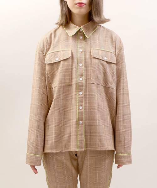 DING（ディング）の「DING/【セットアップ対応商品】チェック柄パイピングシャツ（シャツ/ブラウス・メンズ・ブラウン系その他2/グレー系その他2・FREE）」の11枚目の写真