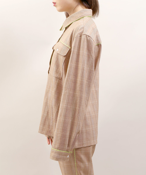 DING（ディング）の「DING/【セットアップ対応商品】チェック柄パイピングシャツ（シャツ/ブラウス・メンズ・ブラウン系その他2/グレー系その他2・FREE）」の12枚目の写真