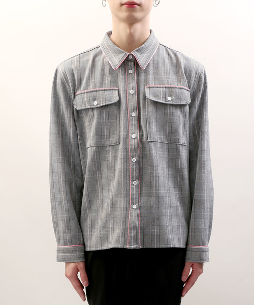 DING（ディング）の「DING/【セットアップ対応商品】チェック柄パイピングシャツ（シャツ/ブラウス・メンズ・ブラウン系その他2/グレー系その他2・FREE）」の14枚目の写真
