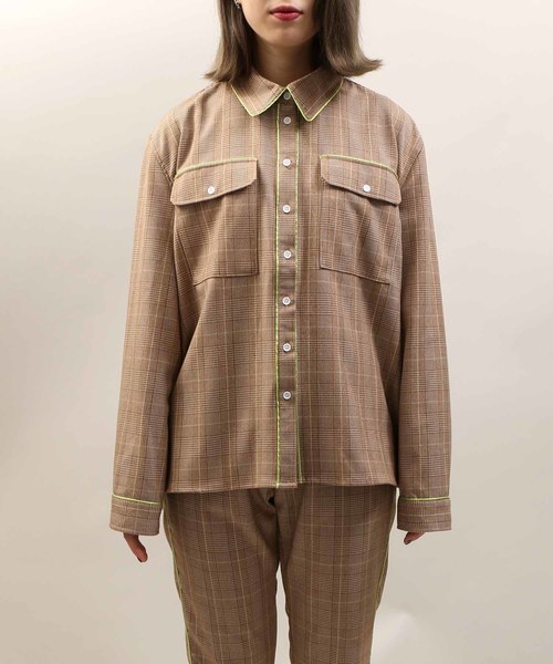 DING（ディング）の「DING/【セットアップ対応商品】チェック柄パイピングシャツ（シャツ/ブラウス・メンズ・ブラウン系その他2/グレー系その他2・FREE）」の18枚目の写真