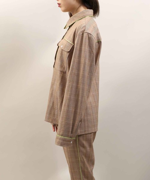 DING（ディング）の「DING/【セットアップ対応商品】チェック柄パイピングシャツ（シャツ/ブラウス・メンズ・ブラウン系その他2/グレー系その他2・FREE）」の19枚目の写真