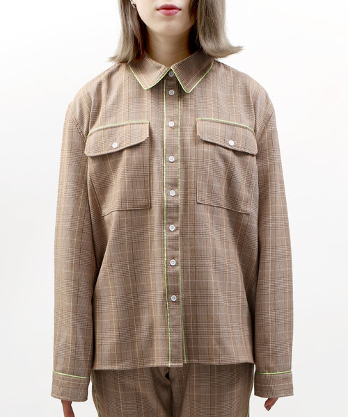 DING（ディング）の「DING/【セットアップ対応商品】チェック柄パイピングシャツ（シャツ/ブラウス・メンズ・ブラウン系その他2/グレー系その他2・FREE）」の22枚目の写真