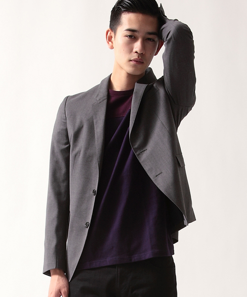 MONKEY TIME（モンキータイム）の「MT 微光沢ドレープギャバ ２B ジャケット◆§5　（テーラードジャケット・メンズ・ブラック/ダークグレー/ネイビー/パープル・SMALL/MEDIUM/LARGE/X-LARGE）」の2枚目の写真