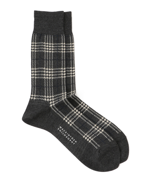 MACKINTOSH PHILOSOPHY（ﾏｯｷﾝﾄｯｼｭ ﾌｨﾛｿﾌｨｰ）の「タータンチェック カジュアルソックス（ソックス/靴下・メンズ・チャコールグレー/ワイン/ダークネイビー/グリーン系その他4・FREE）」の2枚目の写真