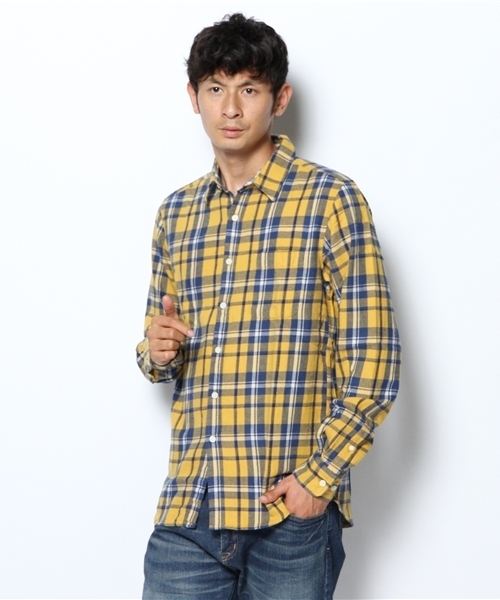 WEGO（ウィゴー）の「WEGO/ネルチェックシャツ（シャツ/ブラウス・メンズ・ホワイト/ブルー/パープル/イエロー/レッド/ブラック/グリーン/ブルー系その他/イエロー系その他/レッド系その他・MEDIUM/LARGE）」の7枚目の写真