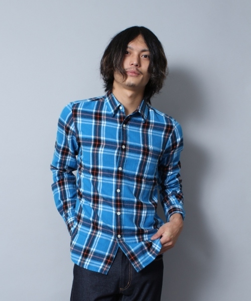 WEGO（ウィゴー）の「WEGO/ネルチェックシャツ（シャツ/ブラウス・メンズ・ホワイト/ブルー/パープル/イエロー/レッド/ブラック/グリーン/ブルー系その他/イエロー系その他/レッド系その他・MEDIUM/LARGE）」の5枚目の写真