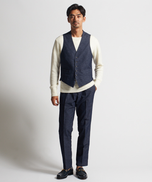 DESIGNWORKS（デザインワークス）の「【セットアップ対応】デニムライクベロアストレッチベスト（ベスト・メンズ・チャコールグレー/インディゴブルー・44/46/48/50）」の13枚目の写真