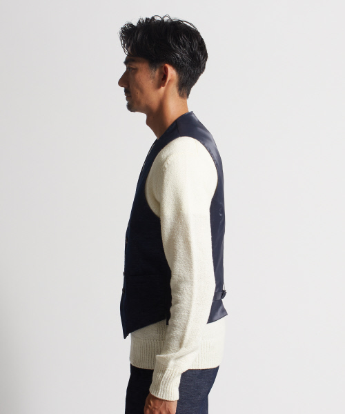 DESIGNWORKS（デザインワークス）の「【セットアップ対応】デニムライクベロアストレッチベスト（ベスト・メンズ・チャコールグレー/インディゴブルー・44/46/48/50）」の6枚目の写真