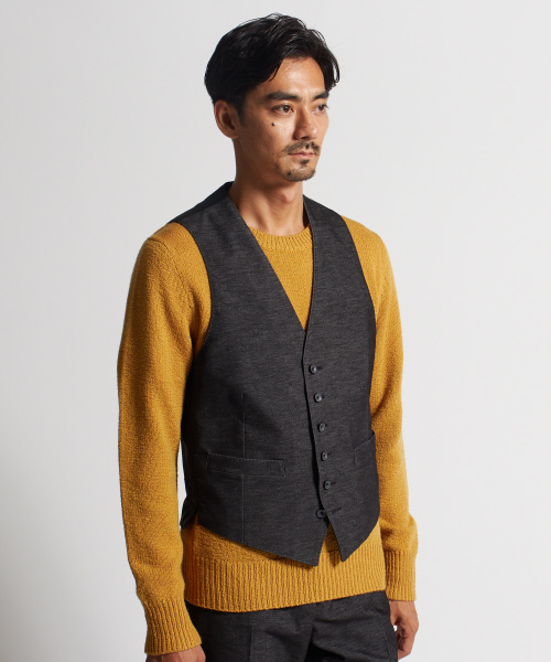 DESIGNWORKS（デザインワークス）の「【セットアップ対応】デニムライクベロアストレッチベスト（ベスト・メンズ・チャコールグレー/インディゴブルー・44/46/48/50）」の7枚目の写真