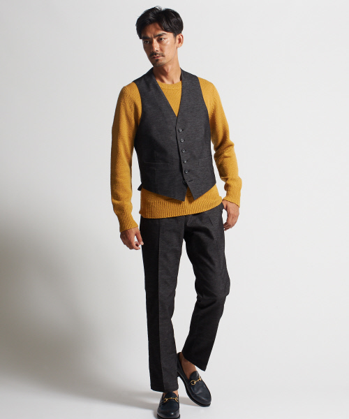 DESIGNWORKS（デザインワークス）の「【セットアップ対応】デニムライクベロアストレッチベスト（ベスト・メンズ・チャコールグレー/インディゴブルー・44/46/48/50）」の4枚目の写真