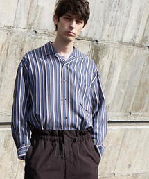 新品未使用⭐︎MAISON SPECIAL ストライプ柄レース襟長袖シャツ NARACAMICIE】ストライプフリル襟長袖シャツ(1(M)9号 ブルー): ナラ