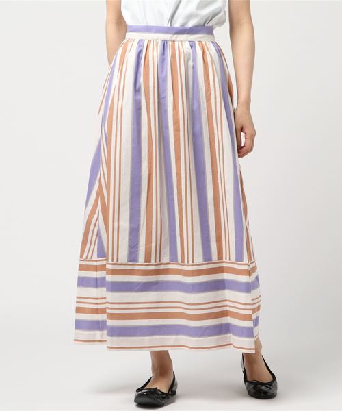 Te chichi（テチチ）の「ストライプ切替スカート（スカート・レディース・ブラウン/サックスブルー/パープル・MEDIUM/SMALL）」の3枚目の写真
