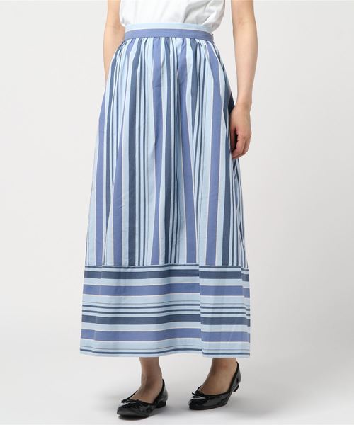 Te chichi（テチチ）の「ストライプ切替スカート（スカート・レディース・ブラウン/サックスブルー/パープル・MEDIUM/SMALL）」の2枚目の写真