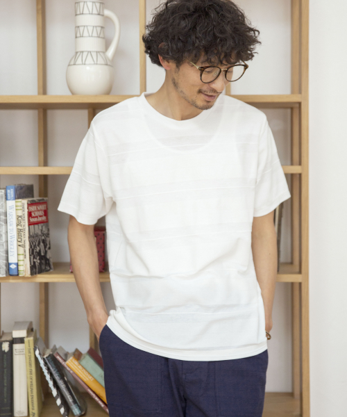 GLOBAL WORK（グローバルワーク）の「シックカラージャガードＴ/837175（Tシャツ/カットソー・メンズ・フューシャピンク/ブルー/ブラック/ホワイト・SMALL/X-LARGE/MEDIUM/LARGE）」の2枚目の写真