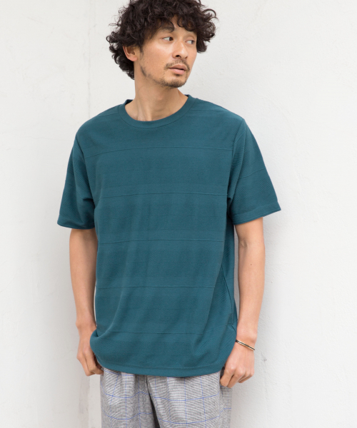 GLOBAL WORK（グローバルワーク）の「シックカラージャガードＴ/837175（Tシャツ/カットソー・メンズ・フューシャピンク/ブルー/ブラック/ホワイト・SMALL/X-LARGE/MEDIUM/LARGE）」の4枚目の写真