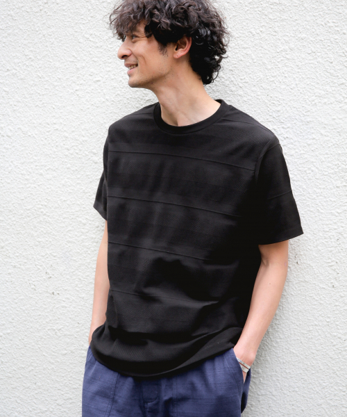 GLOBAL WORK（グローバルワーク）の「シックカラージャガードＴ/837175（Tシャツ/カットソー・メンズ・フューシャピンク/ブルー/ブラック/ホワイト・SMALL/X-LARGE/MEDIUM/LARGE）」の3枚目の写真