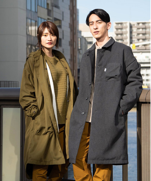 JRD by JARLD】リバーシブル中綿入りドロップショルダーロングコート