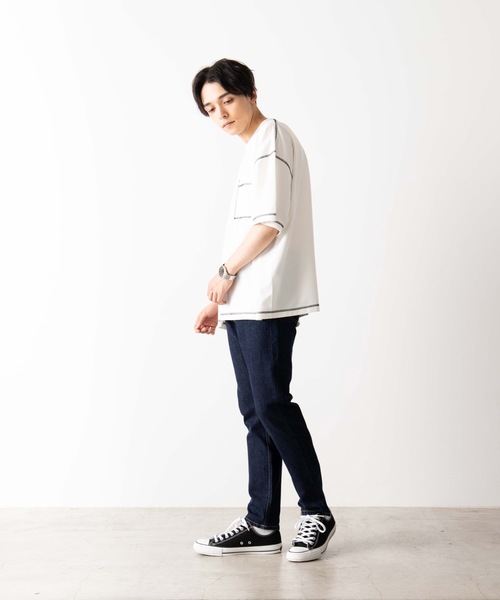 WEGO(ウィゴー)の「WEGO/カラーステッチポンチTシャツ(Tシャツ/カットソー・メンズ・ホワイト/ブラック/ベージュ/ワイン・MEDIUM/LARGE)」の22枚目の写真