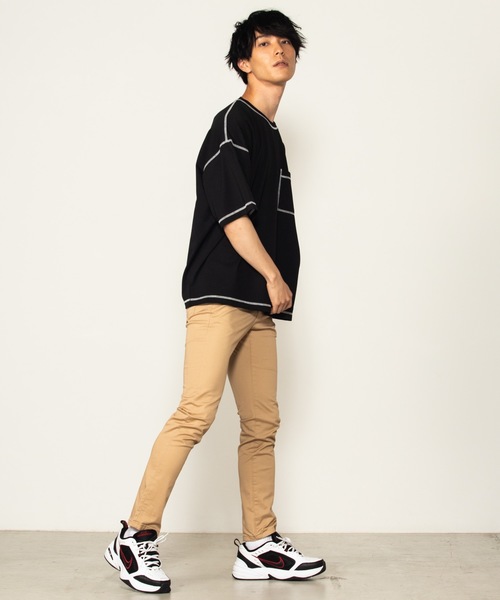 WEGO(ウィゴー)の「WEGO/カラーステッチポンチTシャツ(Tシャツ/カットソー・メンズ・ホワイト/ブラック/ベージュ/ワイン・MEDIUM/LARGE)」の19枚目の写真