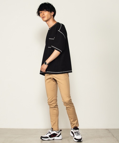 WEGO(ウィゴー)の「WEGO/カラーステッチポンチTシャツ(Tシャツ/カットソー・メンズ・ホワイト/ブラック/ベージュ/ワイン・MEDIUM/LARGE)」の6枚目の写真