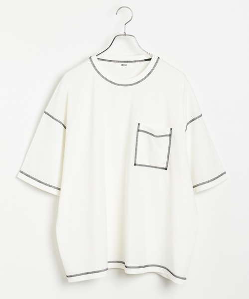 WEGO(ウィゴー)の「WEGO/カラーステッチポンチTシャツ(Tシャツ/カットソー・メンズ・ホワイト/ブラック/ベージュ/ワイン・MEDIUM/LARGE)」の21枚目の写真