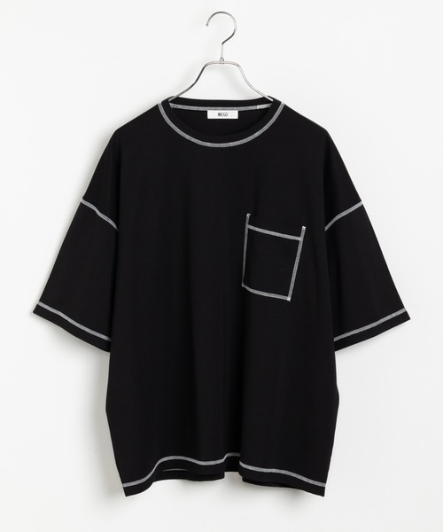 WEGO(ウィゴー)の「WEGO/カラーステッチポンチTシャツ(Tシャツ/カットソー・メンズ・ホワイト/ブラック/ベージュ/ワイン・MEDIUM/LARGE)」の8枚目の写真