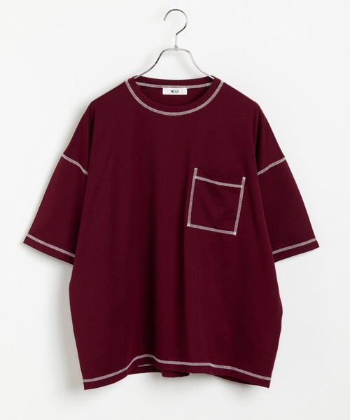 WEGO(ウィゴー)の「WEGO/カラーステッチポンチTシャツ(Tシャツ/カットソー・メンズ・ホワイト/ブラック/ベージュ/ワイン・MEDIUM/LARGE)」の17枚目の写真