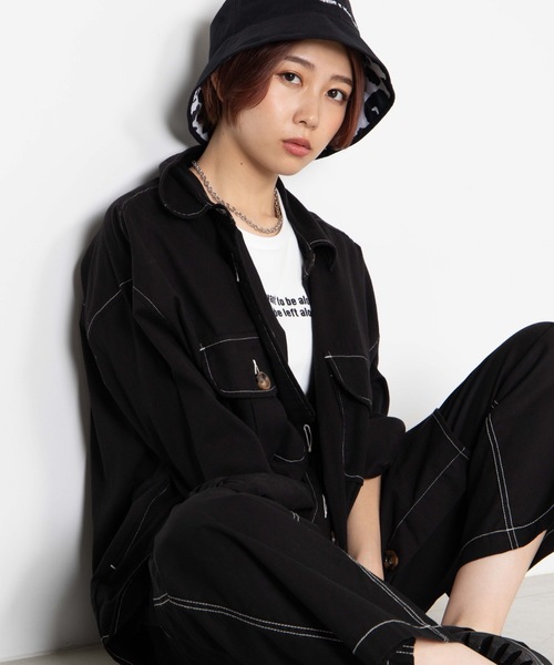 WEGO（ウィゴー）の「WEGO/BIGポケットオーバーシャツ（シャツ/ブラウス・レディース・ブラック/ベージュ/カーキ/アイボリー・FREE）」の3枚目の写真