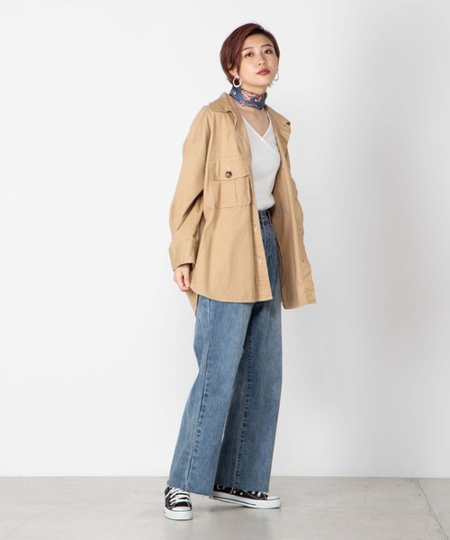 WEGO（ウィゴー）の「WEGO/BIGポケットオーバーシャツ（シャツ/ブラウス・レディース・ブラック/ベージュ/カーキ/アイボリー・FREE）」の16枚目の写真
