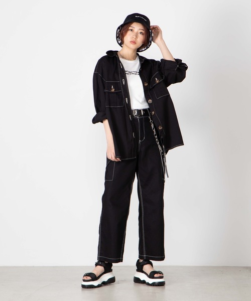 WEGO（ウィゴー）の「WEGO/BIGポケットオーバーシャツ（シャツ/ブラウス・レディース・ブラック/ベージュ/カーキ/アイボリー・FREE）」の20枚目の写真