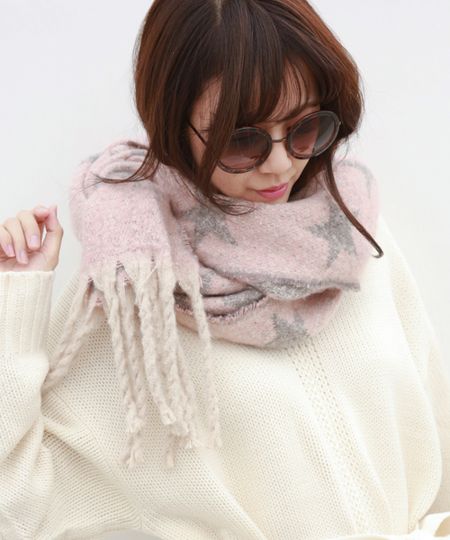 MARLENE JOBERT（マルレーヌ　ジョベル）の「ボリューム星柄ストール（ストール/ショール・レディース・ベージュ/グレー/ピンク・FREE）」の3枚目の写真