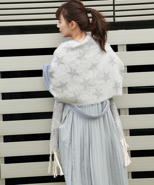 MARLENE JOBERT（マルレーヌ　ジョベル）の「ボリューム星柄ストール（ストール/ショール・レディース・ベージュ/グレー/ピンク・FREE）」の17枚目の写真