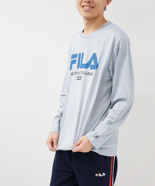 FILA(フィラ)の「【FILA/フィラ】デザインプリント ビッグシルエット Tシャツ ロゴプリント ロンT 長袖Tシャツ(Tシャツ/カットソー・メンズ・ホワイト/ブラック/ネイビー/シルバー・LL/M/L)」の4枚目の写真