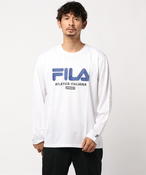 FILA(フィラ)の「【FILA/フィラ】デザインプリント ビッグシルエット Tシャツ ロゴプリント ロンT 長袖Tシャツ(Tシャツ/カットソー・メンズ・ホワイト/ブラック/ネイビー/シルバー・LL/M/L)」の8枚目の写真