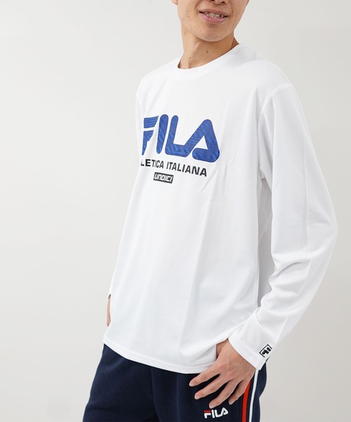 FILA(フィラ)の「【FILA/フィラ】デザインプリント ビッグシルエット Tシャツ ロゴプリント ロンT 長袖Tシャツ(Tシャツ/カットソー・メンズ・ホワイト/ブラック/ネイビー/シルバー・LL/M/L)」の5枚目の写真