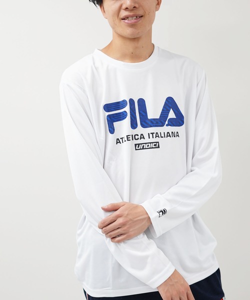 FILA(フィラ)の「【FILA/フィラ】デザインプリント ビッグシルエット Tシャツ ロゴプリント ロンT 長袖Tシャツ(Tシャツ/カットソー・メンズ・ホワイト/ブラック/ネイビー/シルバー・LL/M/L)」の6枚目の写真