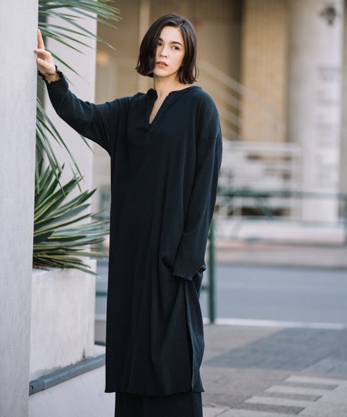 Munich（ミューニック）の「ツイストプリーツワンピース(セットアップ可)（ワンピース・レディース・アイボリー/ブラック/ライトベージュ/ライトグリーン・FREE）」の7枚目の写真