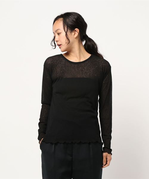 STYLEBLOCK（スタイルブロック）の「シアーリブレイヤードカットソー（Tシャツ/カットソー・レディース・アイボリー/グレー/ライトベージュ/ベージュ/ブラック・M）」の8枚目の写真