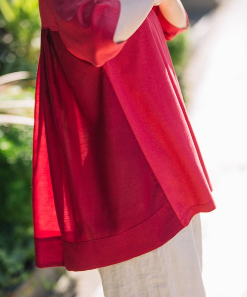 Munich（ミューニック）の「プレミアムコットンリネンジャージー　ドッキングTシャツ（Tシャツ/カットソー・レディース・ホワイト/ネイビー/レッド/カーキ・FREE）」の11枚目の写真