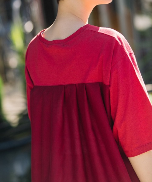 Munich（ミューニック）の「プレミアムコットンリネンジャージー　ドッキングTシャツ（Tシャツ/カットソー・レディース・ホワイト/ネイビー/レッド/カーキ・FREE）」の12枚目の写真